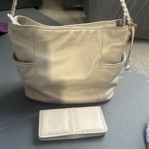 Brighton Orion Purse and wallet set-stone with silver accents on braided strap.